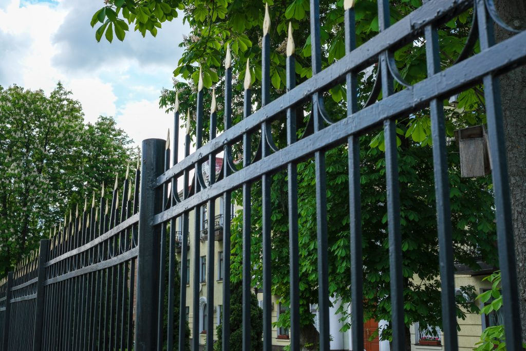 Steel palisade security fencing installed by McKeown Fencing
